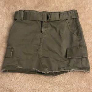 green skirt with belt